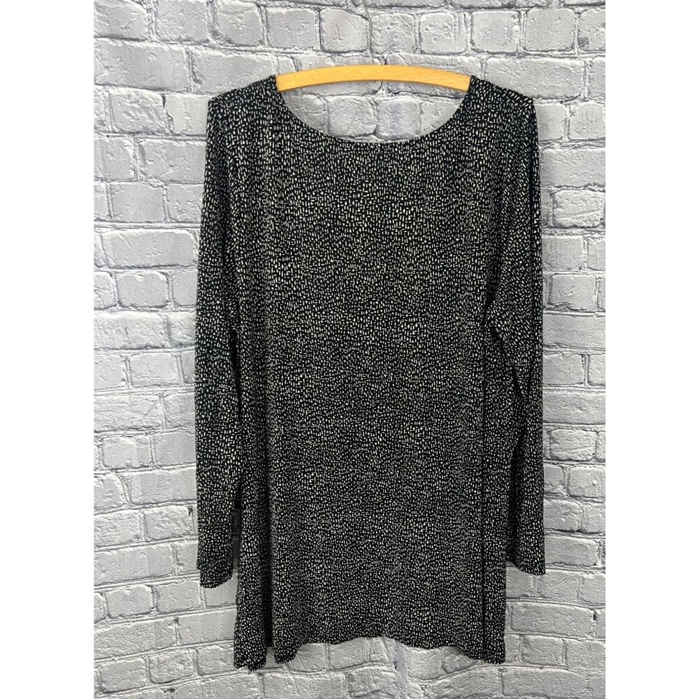 J. Jill Wearever Collection Black / Beige Patterned Rayon Tunic  Long Sleeves XL - Picture 2 of 5